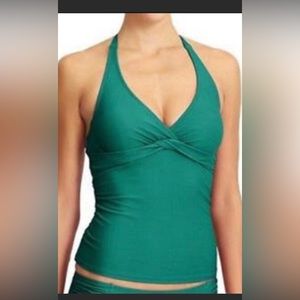 Athleta Tara Halter Tankini Top, Teal Jade Green, size 36 D/DD, EUC!